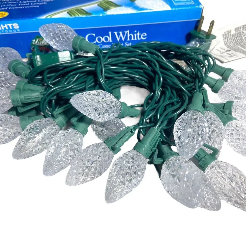 Yule Rite 25 Pine Cone String Lights Cool White Indoor Outdoor Total Length 15ft